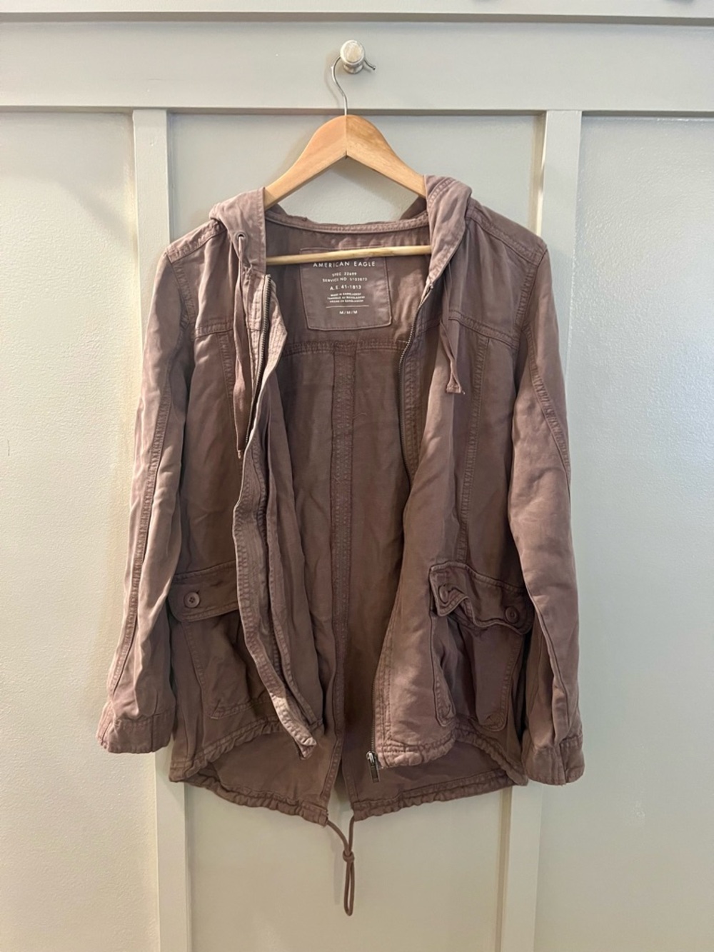 American Eagle Outfitters Women's Hooded Utility Jacket - Mauve Taupe